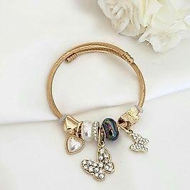 Kalp Kelebek Çelik Charm Bileklik