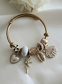 Beyaz kalpp charm Celik Bileklik