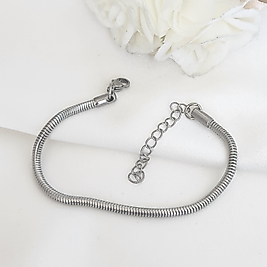 Boru silver Celik Bileklik(17cm+6cm)