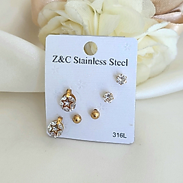 6li Yıldızlı Çelik Küpe