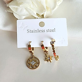 Kutup yıldızı 3lu Çelik Küpe