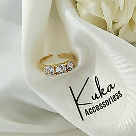 İri 3 Taş Çelik Yüzük(Ayarlanabilir ölçü)