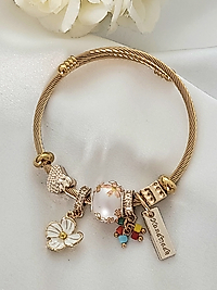 Sedefli Papatya Çelik charm Bileklik