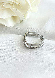 Gümüş taşlı çelik yüzük(ayarlanabilir ölçü)