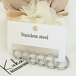 6'li Ince Boyboy Halka Küpe Silver