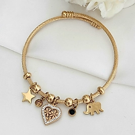 Kalp&Fil Charm Çelik Bileklik