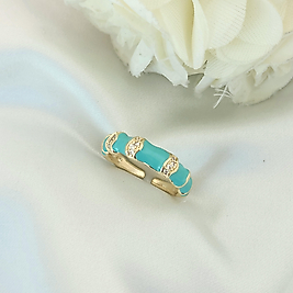 Mavi Kemik Çelik ayarlanabilir ölçü Yüzük