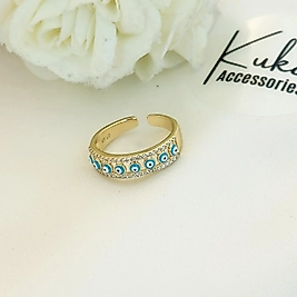 14K Tasli Nazar Çelik Yüzük(ayarlanabilir ölçü)